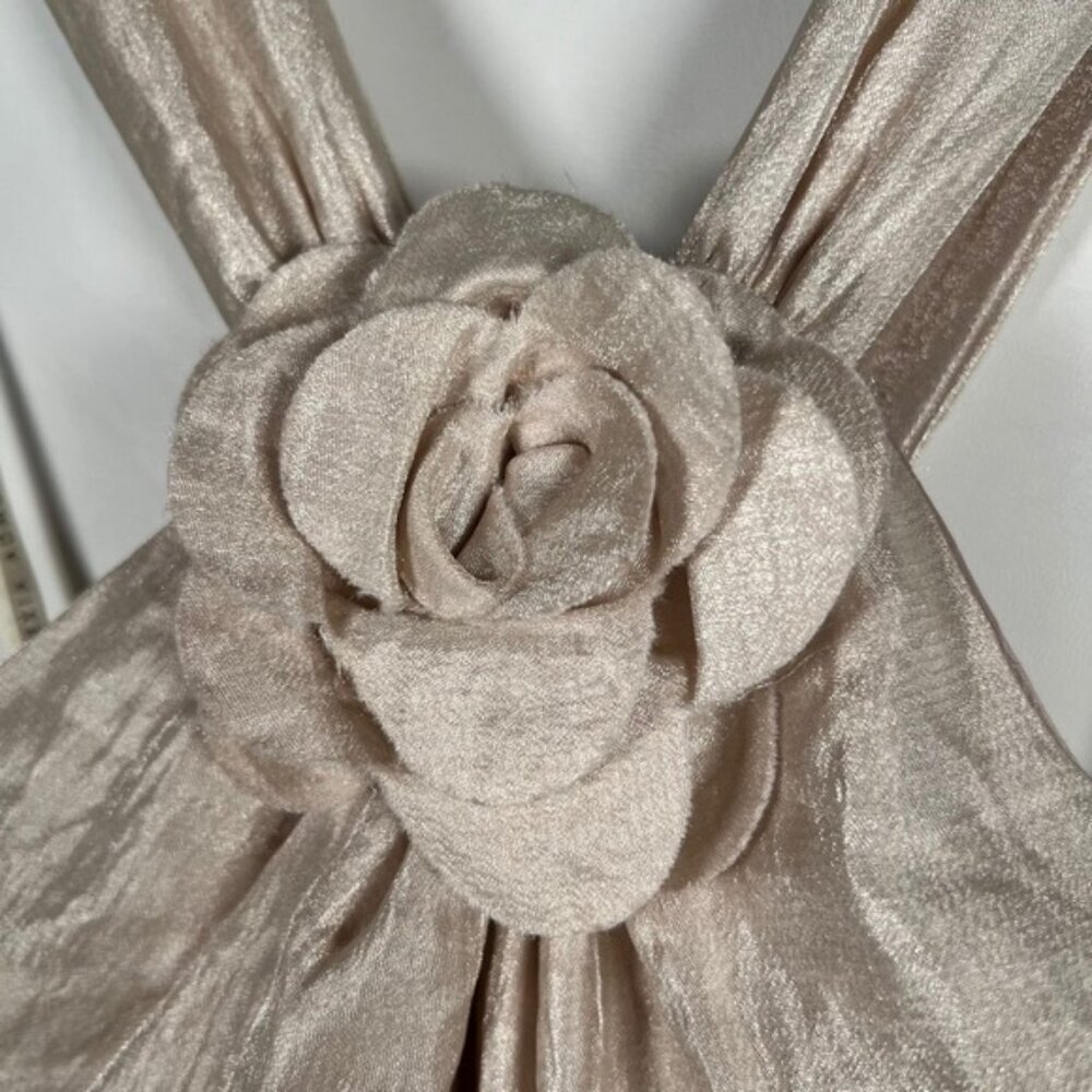 NWT ALEXIA ADMOR NEW YORK USA Made 🇺🇸‎ Champagne Bow Halter Neck Mini Dress S - Picture 11 of 16